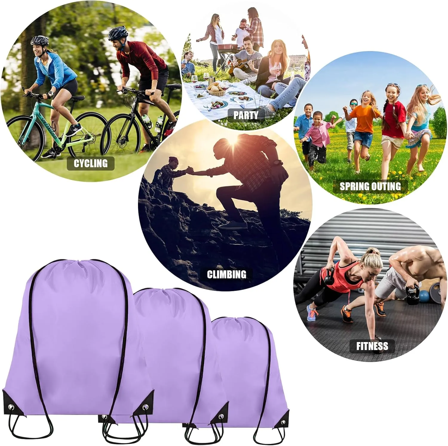 40 Pieces Drawstring Backpack Bulk Cinch Sackpack Ployster Drawstring Bags for Gym Party Trip(Lavender)