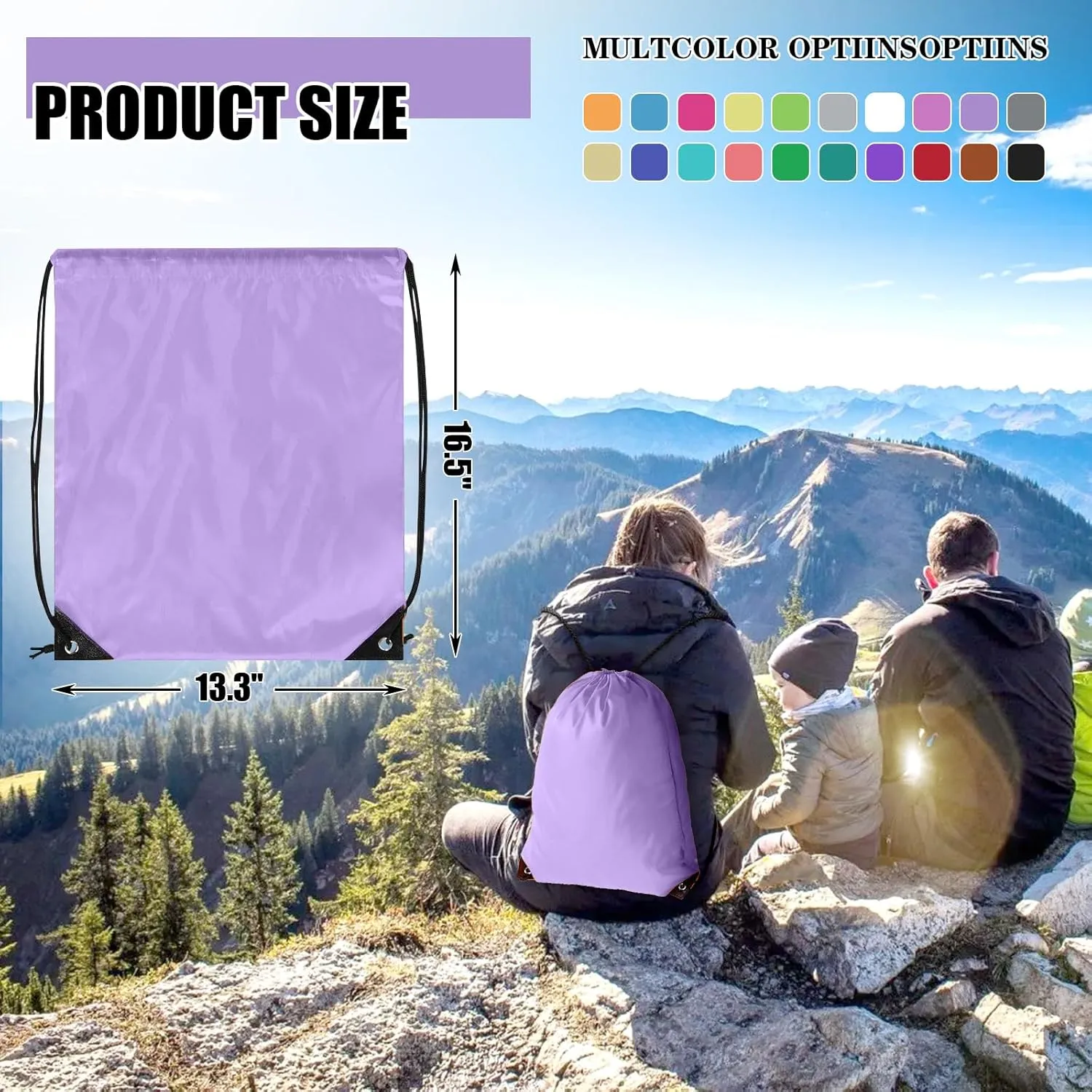 40 Pieces Drawstring Backpack Bulk Cinch Sackpack Ployster Drawstring Bags for Gym Party Trip(Lavender)