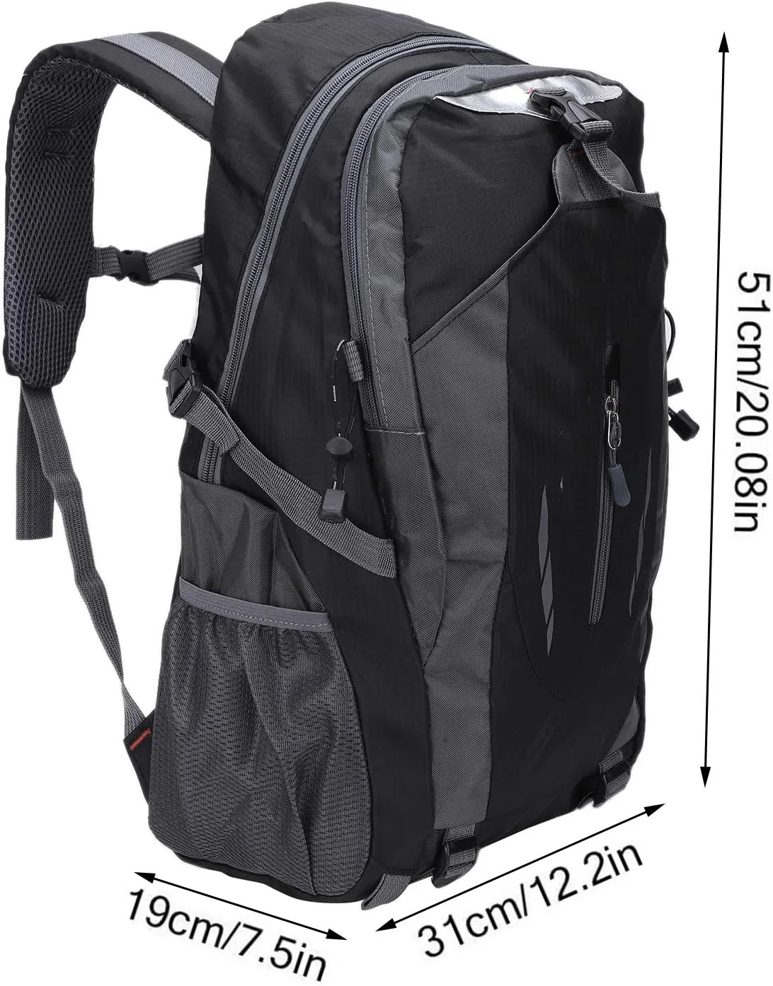 40L Climbing Backpack, 31x19x51cm / 12.2x7.5x20.08inch Nylon Hiking Backpack, Waterproof Backpack Shoulder Bag for Outdoor (Black)