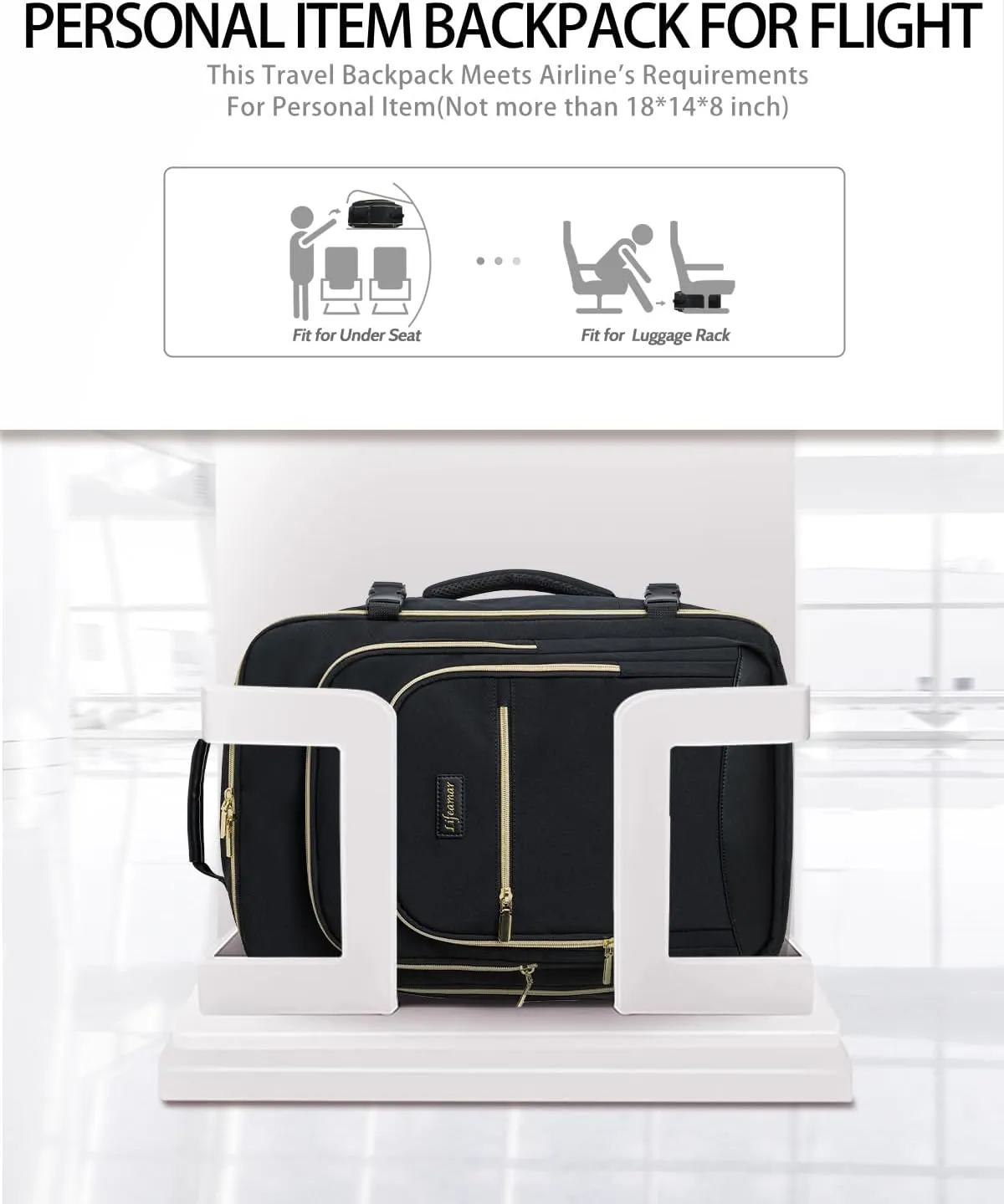 40L Travel Backpack for Women, Carry On Bag Flight Approved, Waterproof Backpack with 3 Packing Cubes, Weekender Personal Item Backpack for Airplane Travel Essentials, TSA Approved