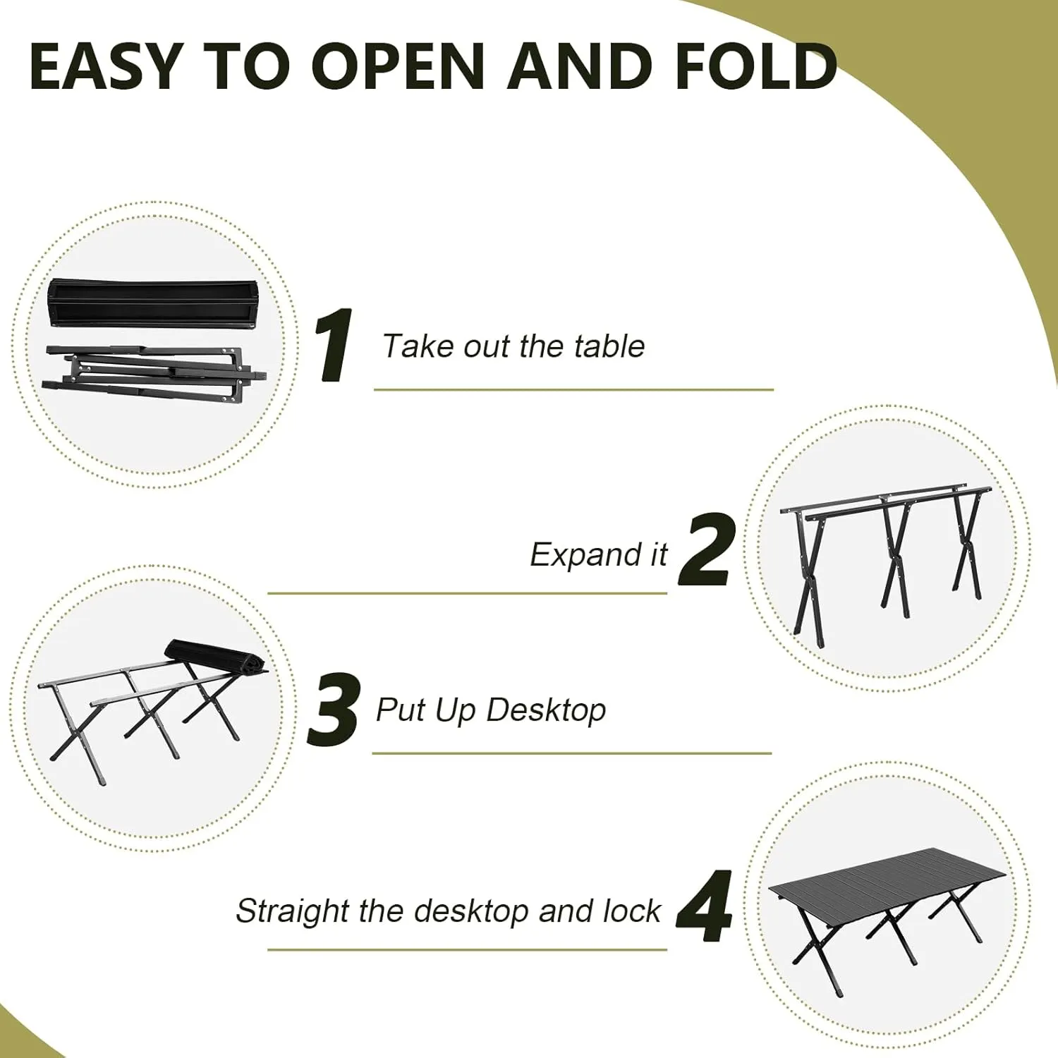 46x24 in Camping Folding Tables Lightweight Roll Up Picnic Tables Ultralight Collapsible Outdoor Portable Beach Table with Easy Carrying Bag for Travel Hiking Backyard BBQ Party Events, Black