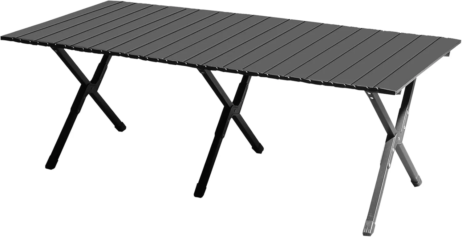 46x24 in Camping Folding Tables Lightweight Roll Up Picnic Tables Ultralight Collapsible Outdoor Portable Beach Table with Easy Carrying Bag for Travel Hiking Backyard BBQ Party Events, Black