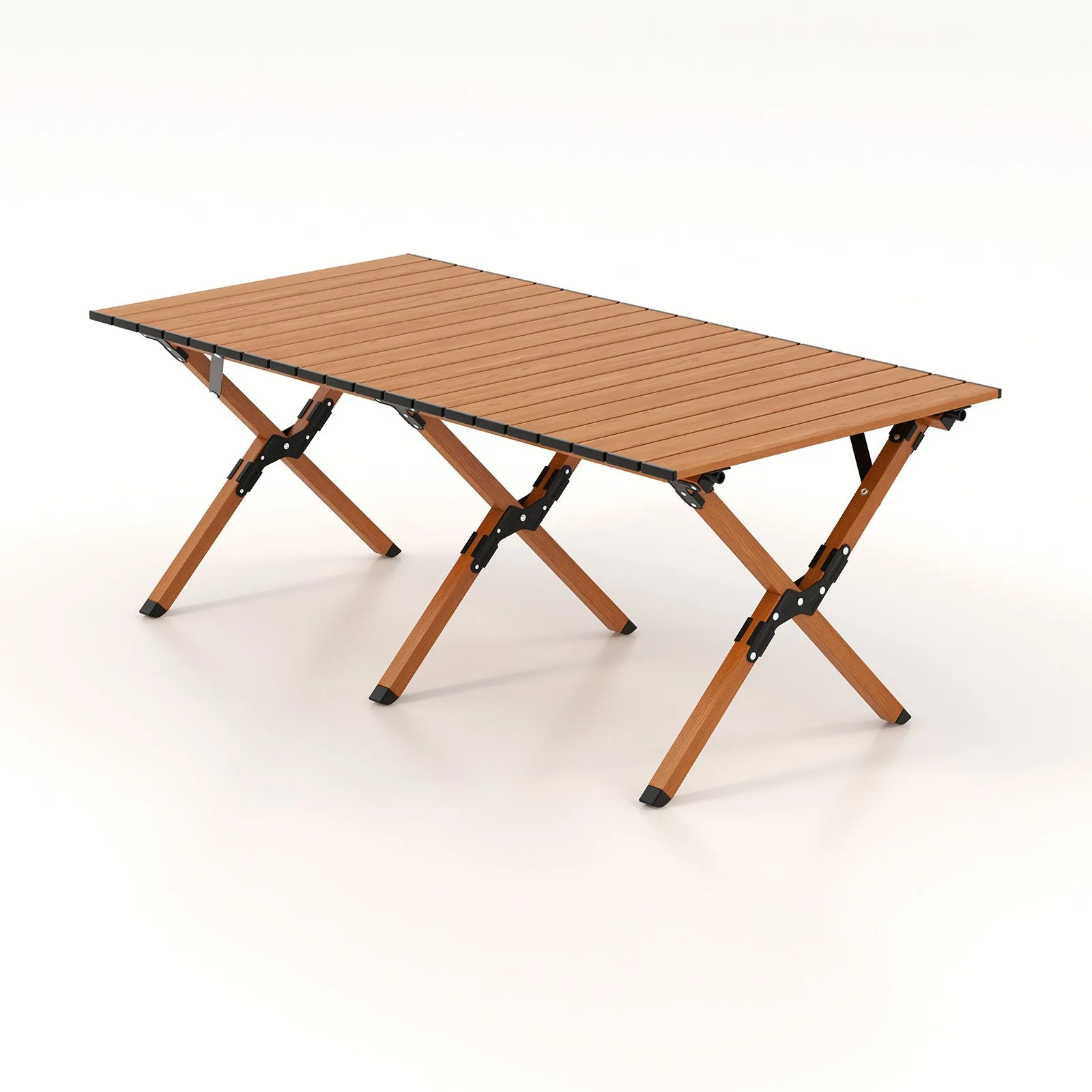 47 Inch Folding Lightweight Aluminum Camping Table with Wood Grain