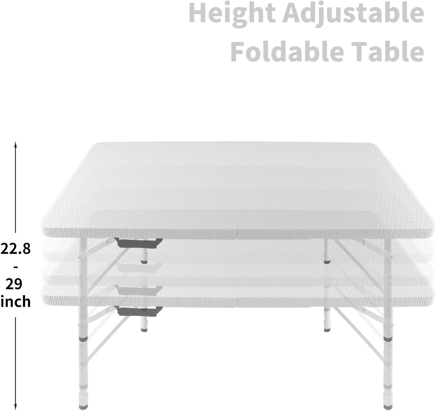 4FT Folding Table with Rattan Tabletop, Portable Lightweight Camping Table with Carry Handle, Collapsible Rectangle Table for Picnic, BBQ, Patio White