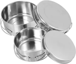 4Pcs Stainless Steel Camping Pot Pan Set Stackable Cookware for Outdoor Cooking Picnic Hiking Durable Wear Resistant Space Saving Design