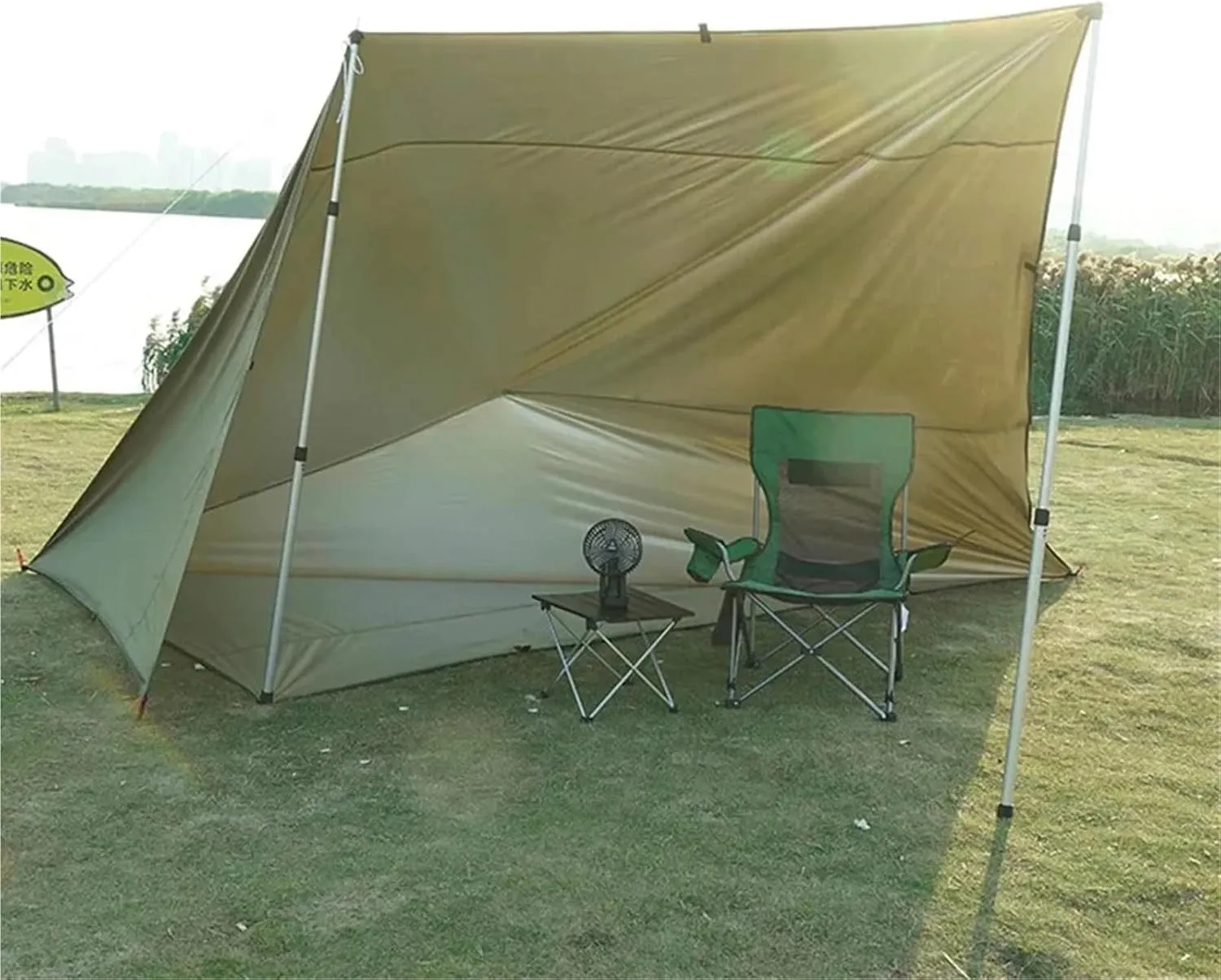 4x4m 4x3m 3x3m Tarp Tent Waterproof Camping UV Protection Outdoor Hiking Backpacking Tent Tarp Camping Tourist Beach Sun Shelter(3X3 Green)