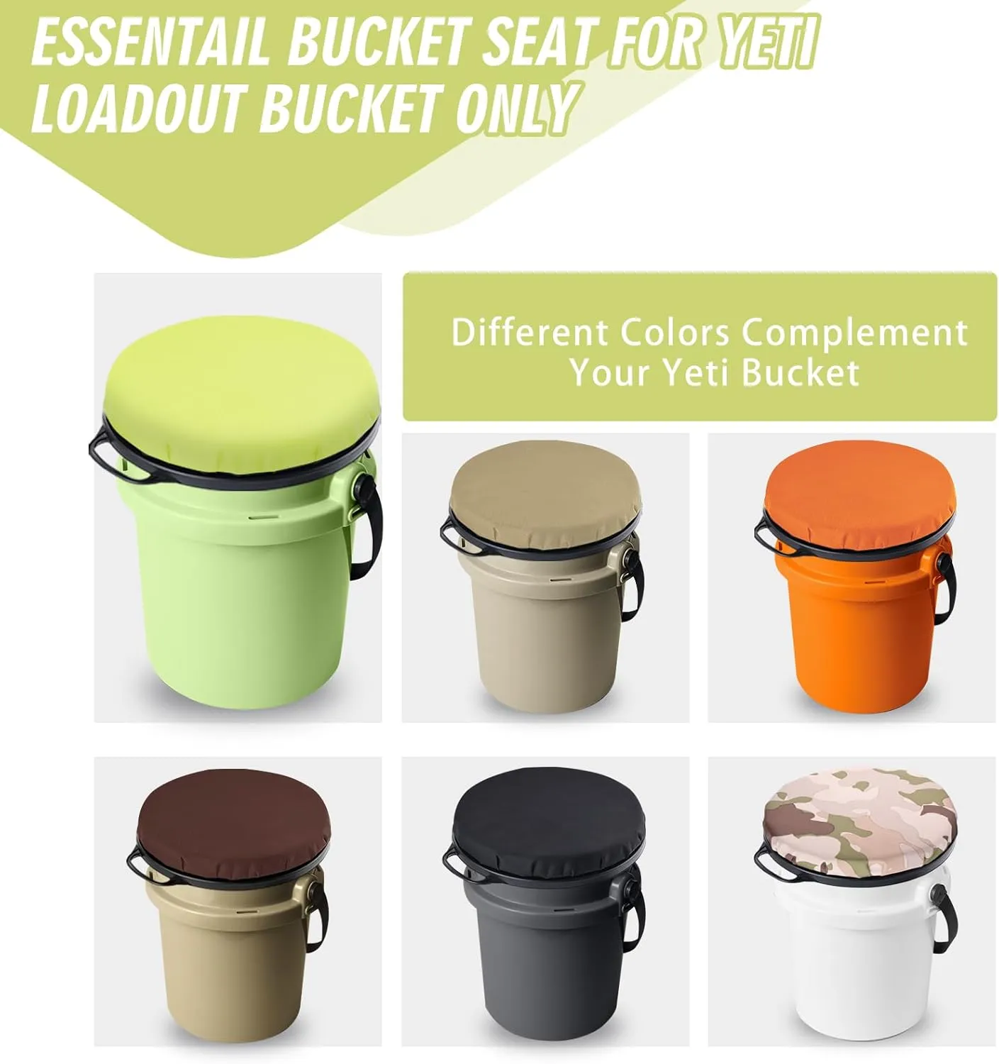 5 Gallon Bucket Seat for Yeti Only, 360 Degree Swivel Load Out Bucket Seat, 5 Gal Foam Cushion Bucket Seat Lid with Padded Top for Hunting Fishing Camping Outdoor