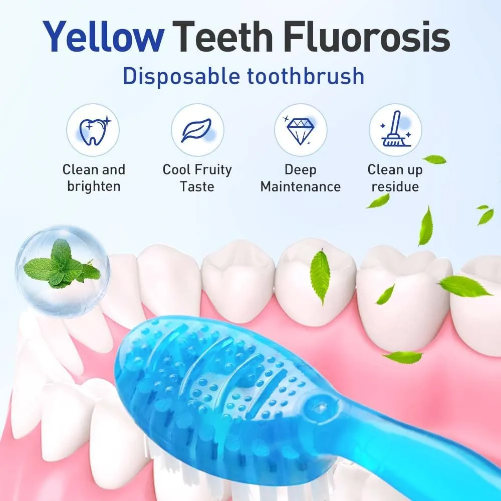 5 in 1 Mini Toothbrush & Floss, 26 PCS Mini Toothbrushes with Toothpaste, All in one Oral Care on The go, Portable Disposable Travel Toothbrush Set for Kids Adults (2)