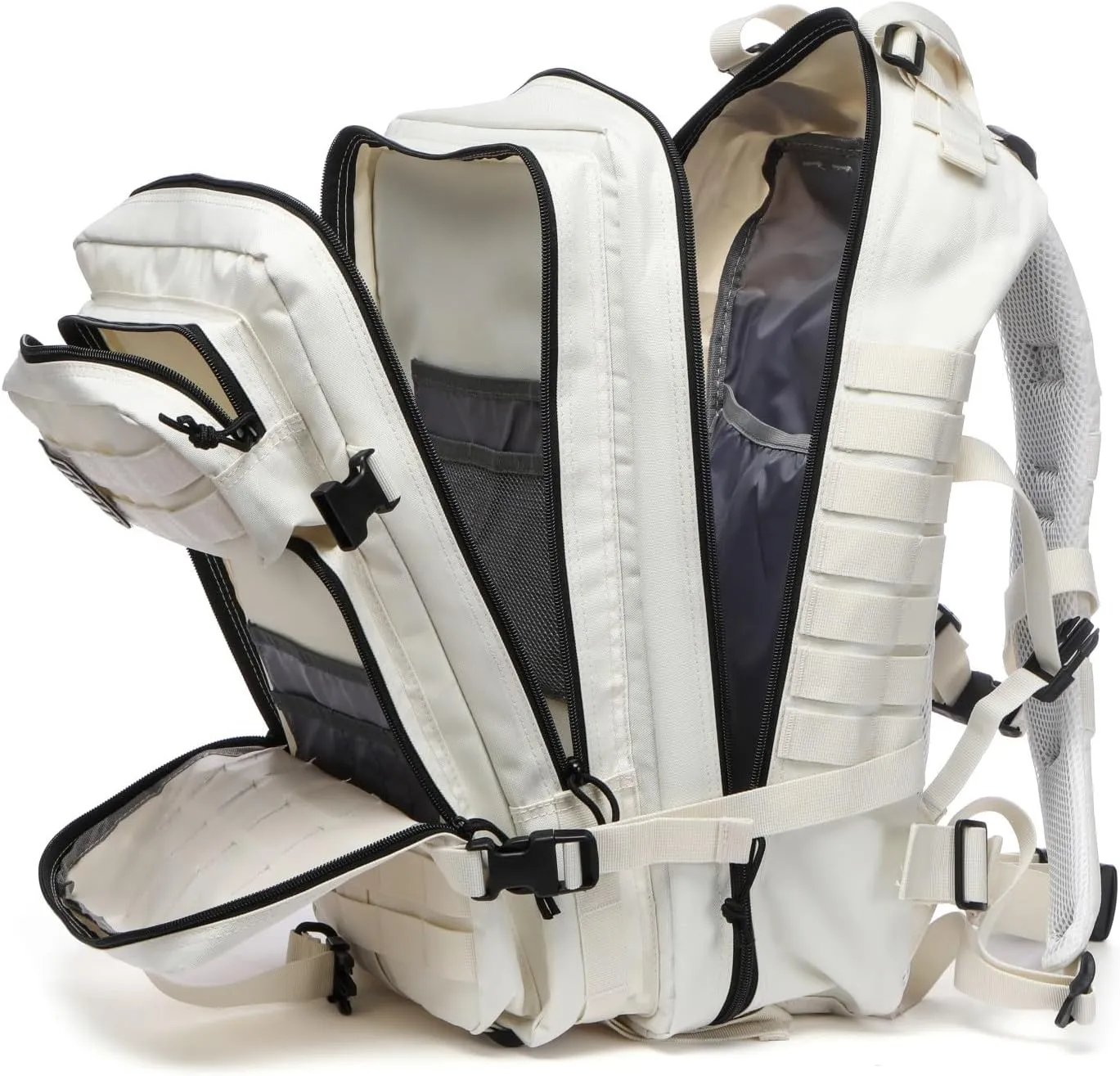 50L Sturdy Nylon Waterproof Fishing Hunting Backpack Outdoor Military Rucksacks Tactical Sports Camping Hiking (White)