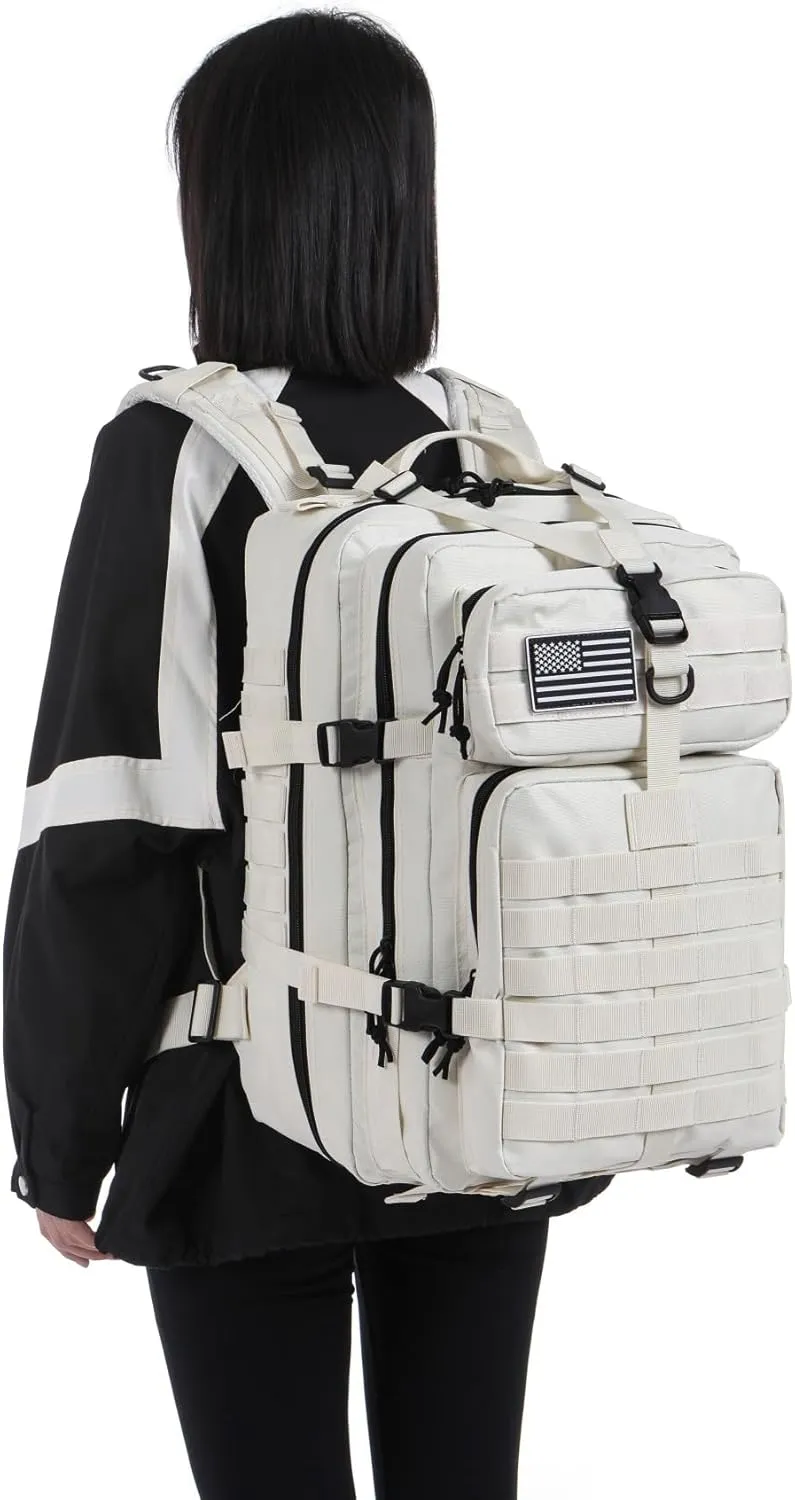 50L Sturdy Nylon Waterproof Fishing Hunting Backpack Outdoor Military Rucksacks Tactical Sports Camping Hiking (White)