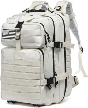 50L Sturdy Nylon Waterproof Fishing Hunting Backpack Outdoor Military Rucksacks Tactical Sports Camping Hiking (White)