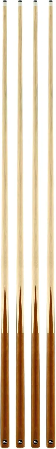 58 One Piece Pool Cue Stick with 13MM Leather Tip, Professtional Billiards Cue Stick for Adult, Set of 4/6, Black/Nature Wood Grain Color