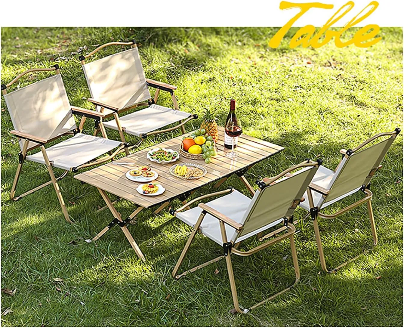 59 Inch Foldable Camping Table, Lightweight Portable Low Picnic Table with Carry Bag, Roll-Up Design for Outdoor, Patio, Beach, Garden, BBQ