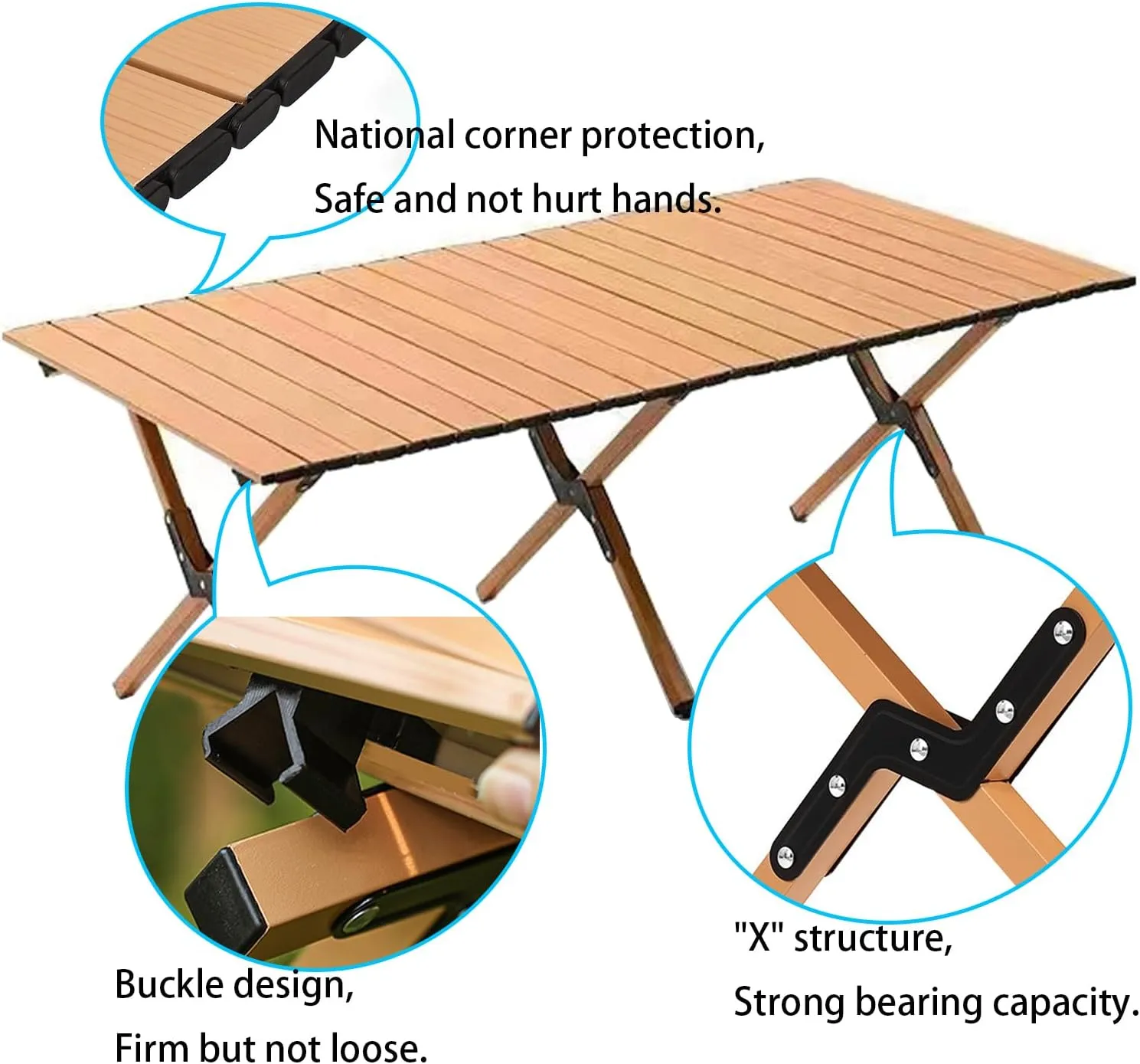 59 Inch Foldable Camping Table, Lightweight Portable Low Picnic Table with Carry Bag, Roll-Up Design for Outdoor, Patio, Beach, Garden, BBQ
