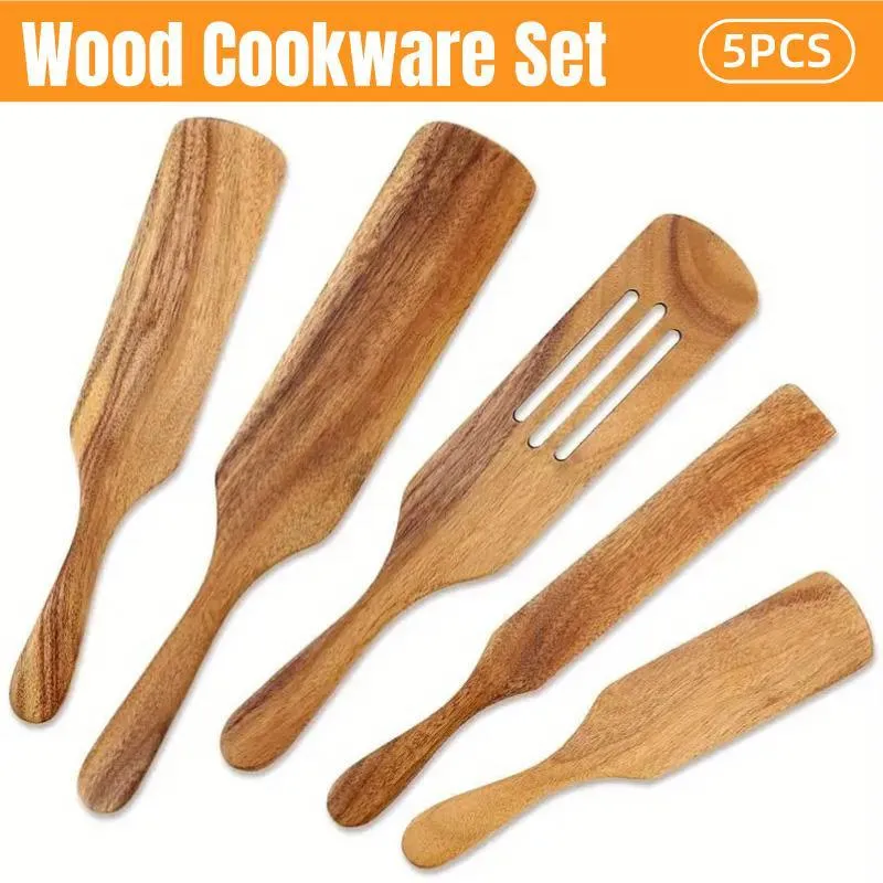5pcs Wooden Spatula Set Kitchen Cooking Utensils Wooden Spatula for Cooking