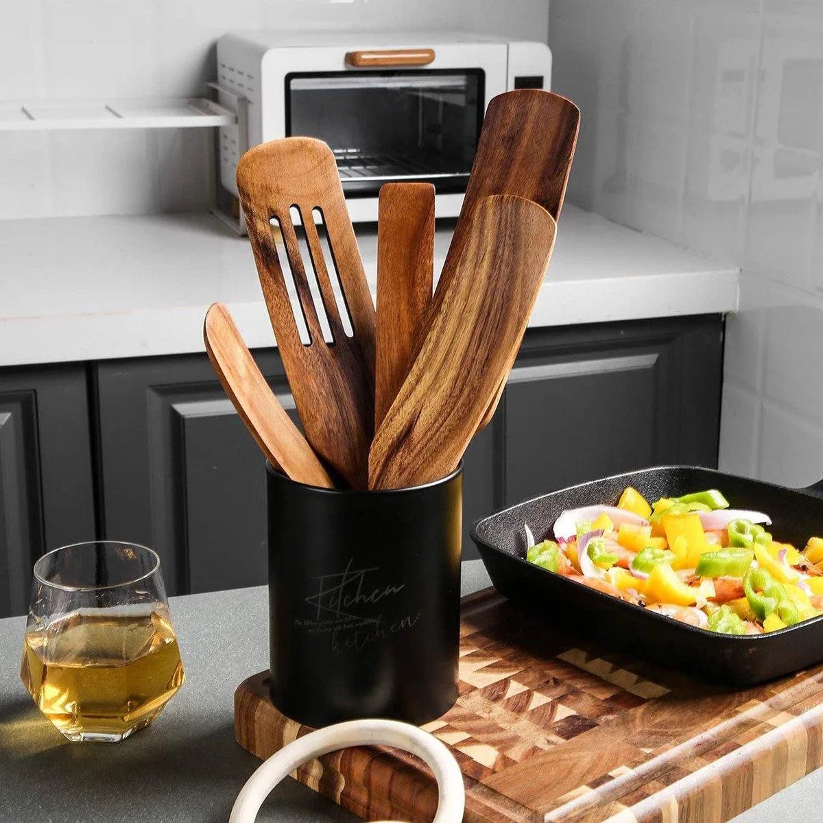 5pcs Wooden Spatula Set Kitchen Cooking Utensils Wooden Spatula for Cooking