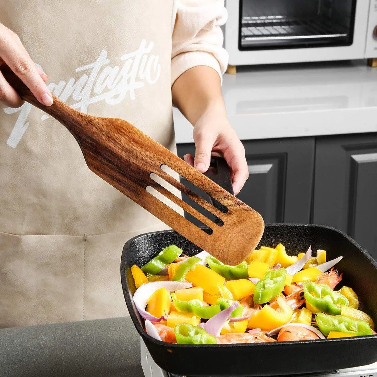 5pcs Wooden Spatula Set Kitchen Cooking Utensils Wooden Spatula for Cooking