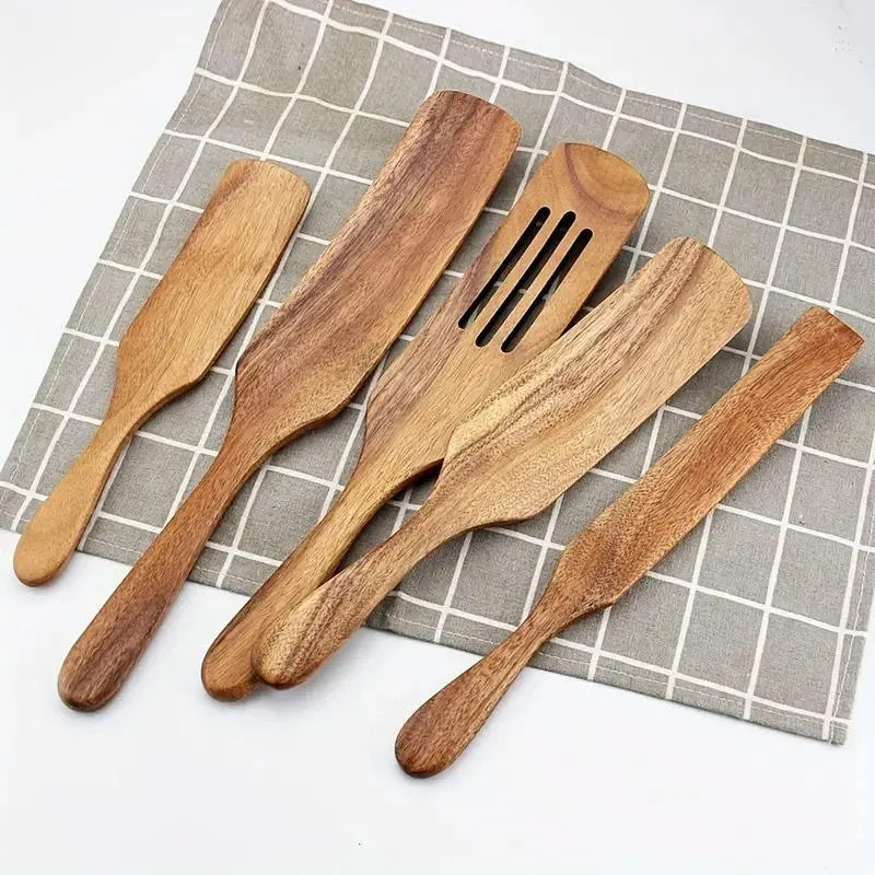 5pcs Wooden Spatula Set Kitchen Cooking Utensils Wooden Spatula for Cooking