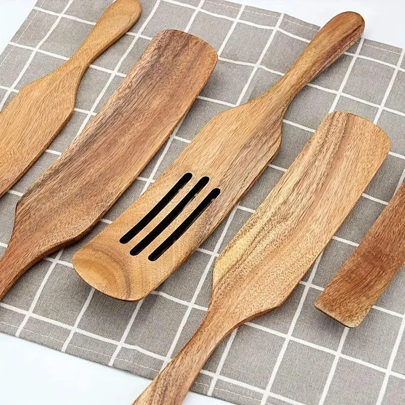 5pcs Wooden Spatula Set Kitchen Cooking Utensils Wooden Spatula for Cooking