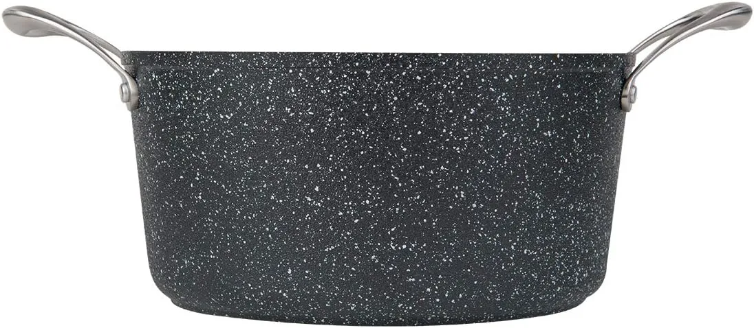 5QT Ultra Non-Stick Cast Aluminum Stock Pot with Glass Lid, 5 Quart, Granite Series