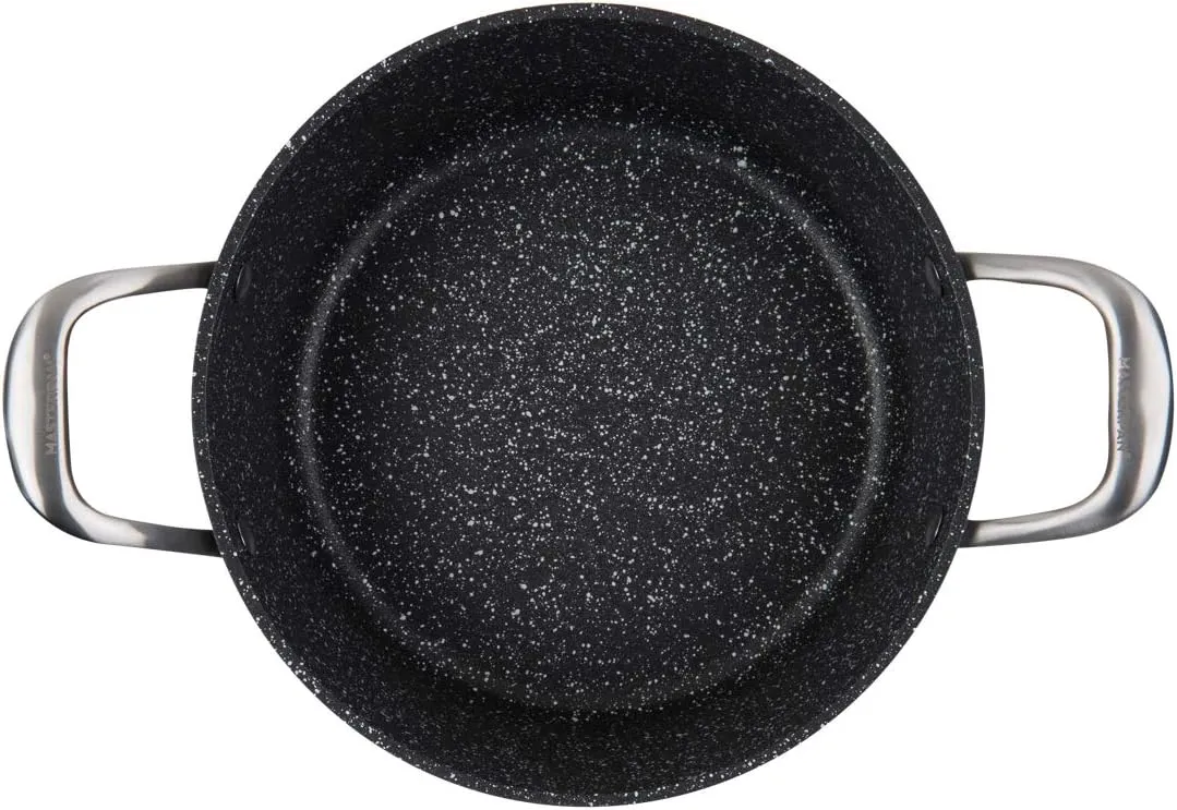 5QT Ultra Non-Stick Cast Aluminum Stock Pot with Glass Lid, 5 Quart, Granite Series