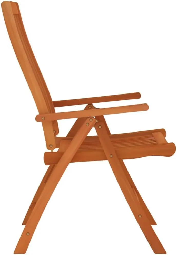 6-Piece Solid Eucalyptus Wood Folding Patio Chairs with 5-Position Reclining Backrest, Outdoor Lounge Chairs for Garden, Poolside, Camping and Beach