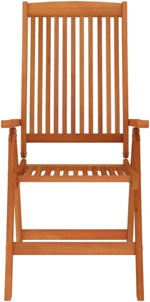 6-Piece Solid Eucalyptus Wood Folding Patio Chairs with 5-Position Reclining Backrest, Outdoor Lounge Chairs for Garden, Poolside, Camping and Beach