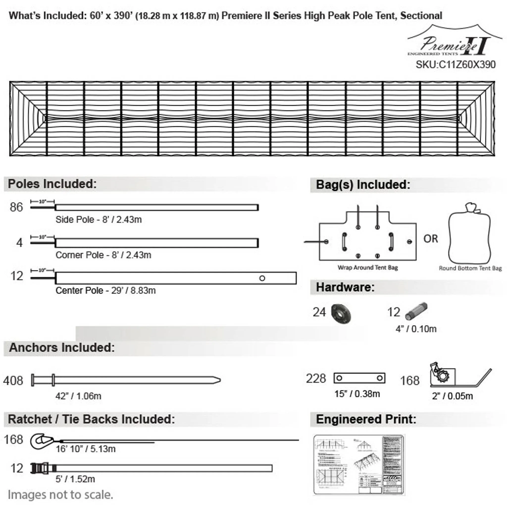 60x390 Engineered High Peak Pole Tent