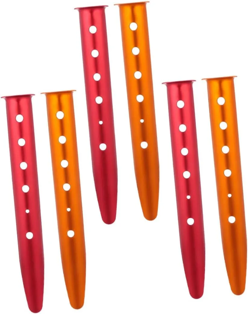 6PCS Alloy Tent Stakes Lightweight Outdoor Ground Nails for Camping Beach and Durable Shaped Design for Strong Holding Power and Easy Removal