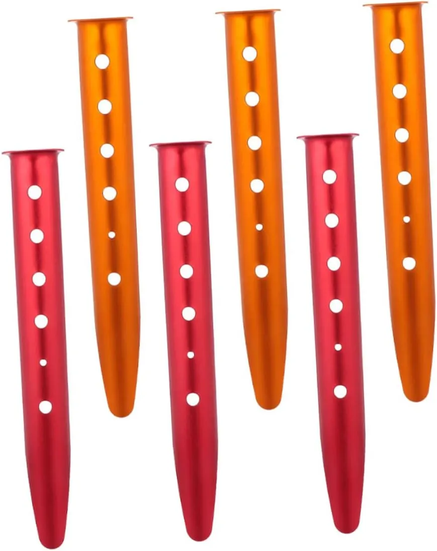 6pcs Aluminium Alloy Tent Nail Stakes for Outdoor Camping Sand and Ground Anchors for Beach Grass and Mud Hooks to Secure Tents and Tarps
