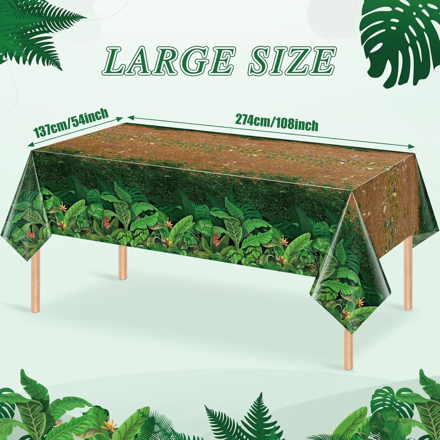 6Pcs Forest Path Plastic Tablecloths,Disposable Green Woodland Rectangle Table Cover for Dinosaur Picnic Camping Dining Bay Shower Birthday Safari Jungle Themed Party Decorations,54x108 Inch