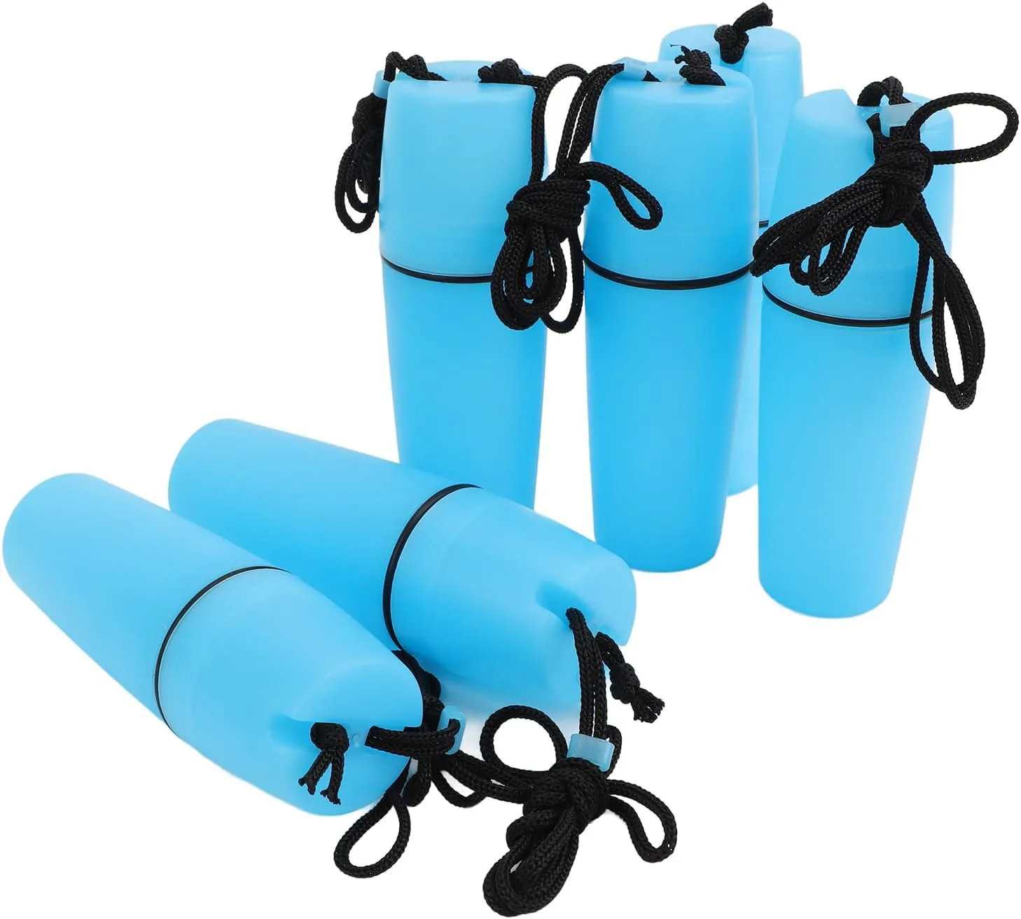 6PCS Kayak Container Bottles, ABS Waterproof Portable Sealed Bottles with Hook Rope, Ideal for Diving Snorkeling Surfing Kayaking Boating (Blue)