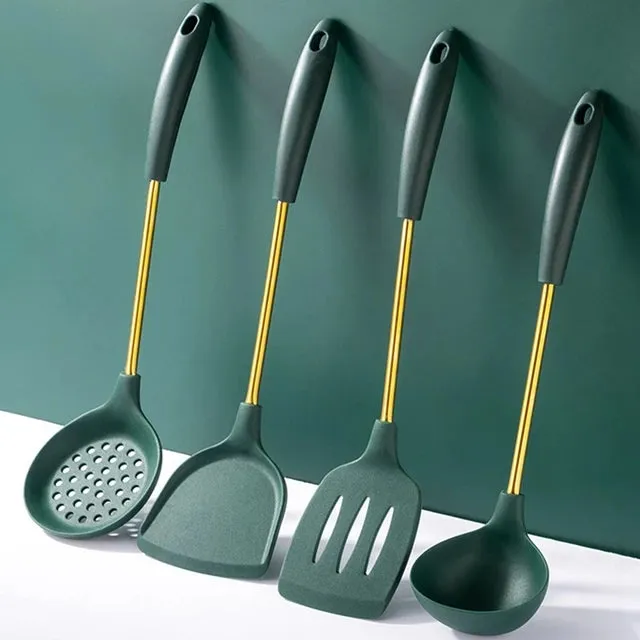 7 Pcs Stainless Steel Silicone Non Stick Kitchenware Set