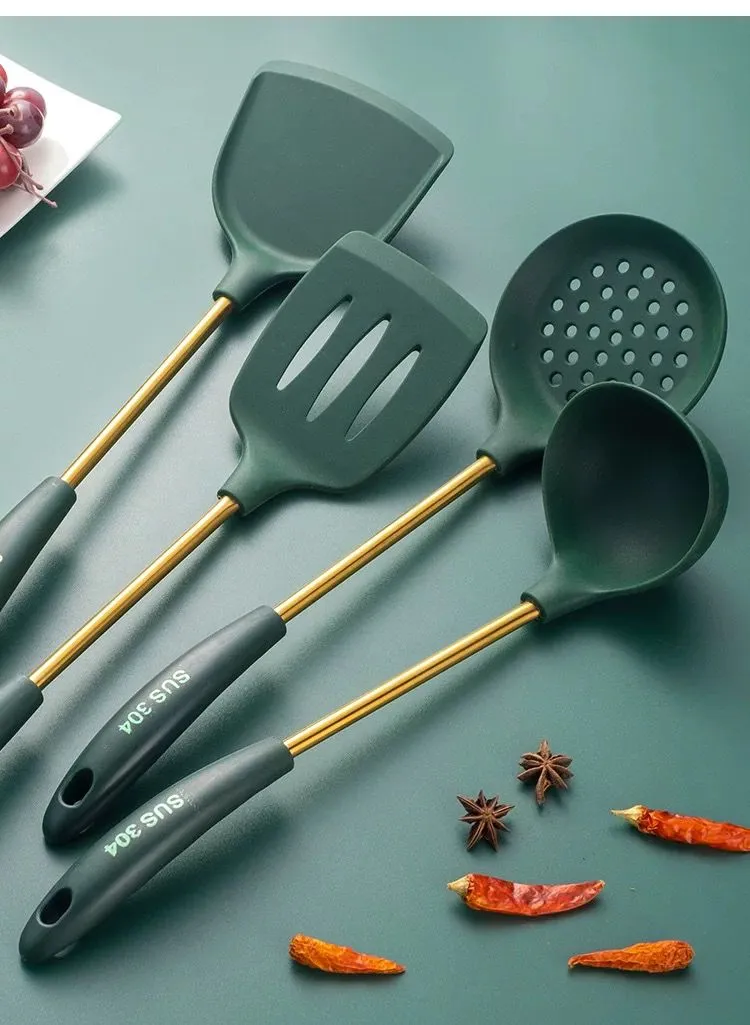 7 Pcs Stainless Steel Silicone Non Stick Kitchenware Set