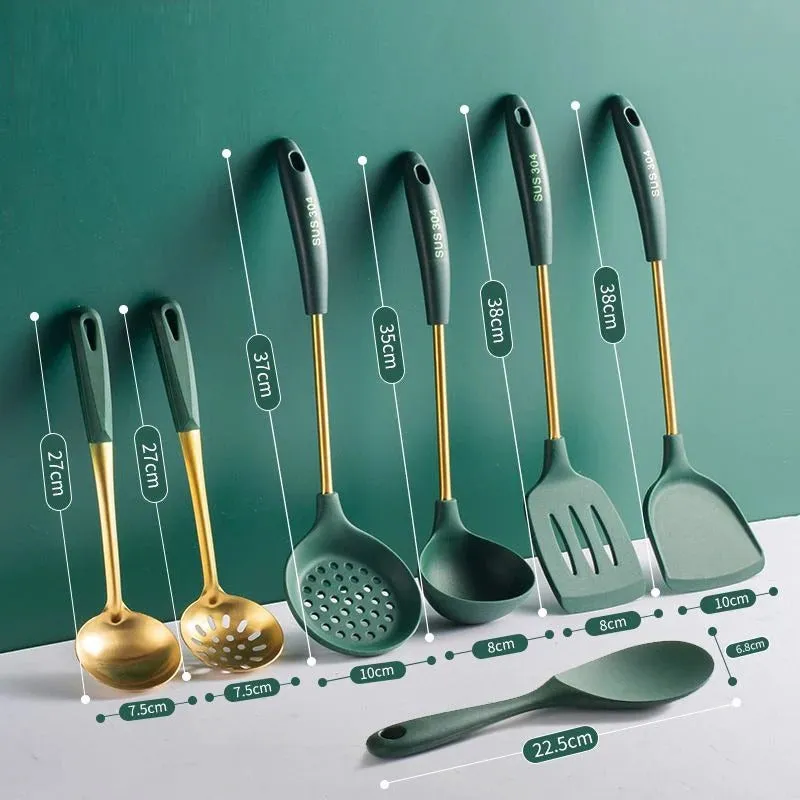 7 Pcs Stainless Steel Silicone Non Stick Kitchenware Set