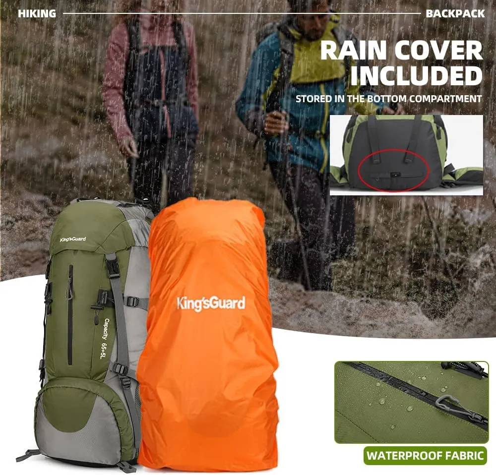 70L Hiking Backpack with Rain Cover Lightweight Travel Backpack Waterproof Camping Backpack