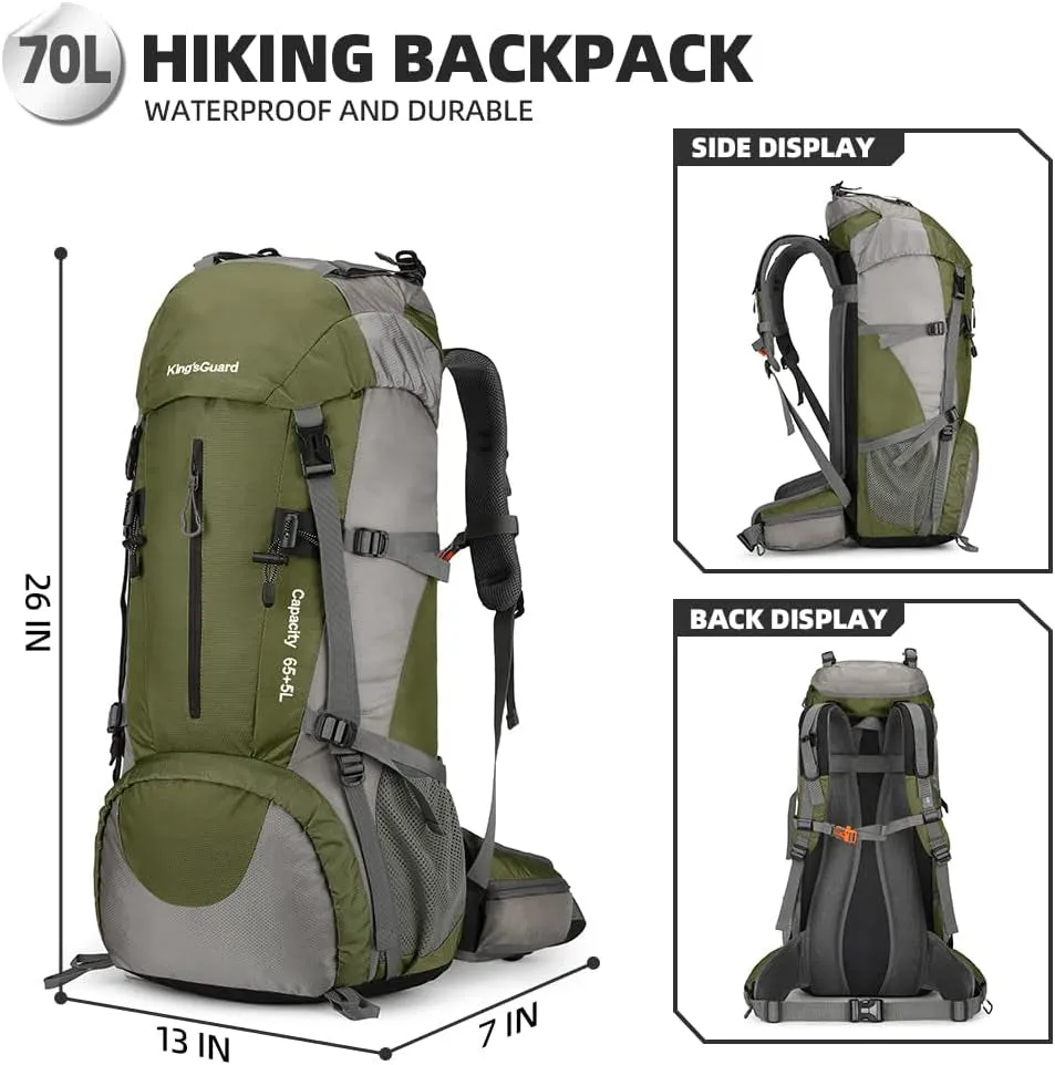 70L Hiking Backpack with Rain Cover Lightweight Travel Backpack Waterproof Camping Backpack