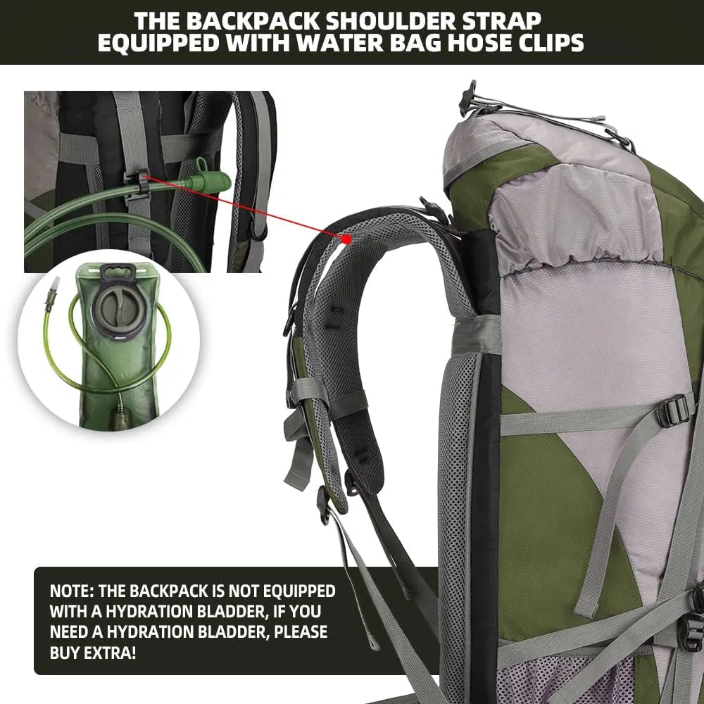 70L Hiking Backpack with Rain Cover Lightweight Travel Backpack Waterproof Camping Backpack
