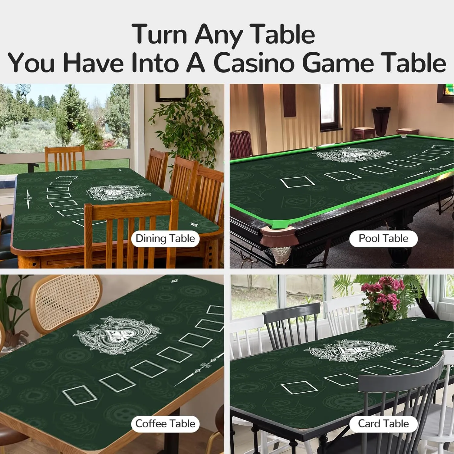 70" x 35" Waterproof Poker Table Mat, Super Soft Texas Hold'em Poker Mat with Smooth Premium Surface,Portable Zipper Handbag for Parties, Home Entertainment, Blackjack/Casino Game Night