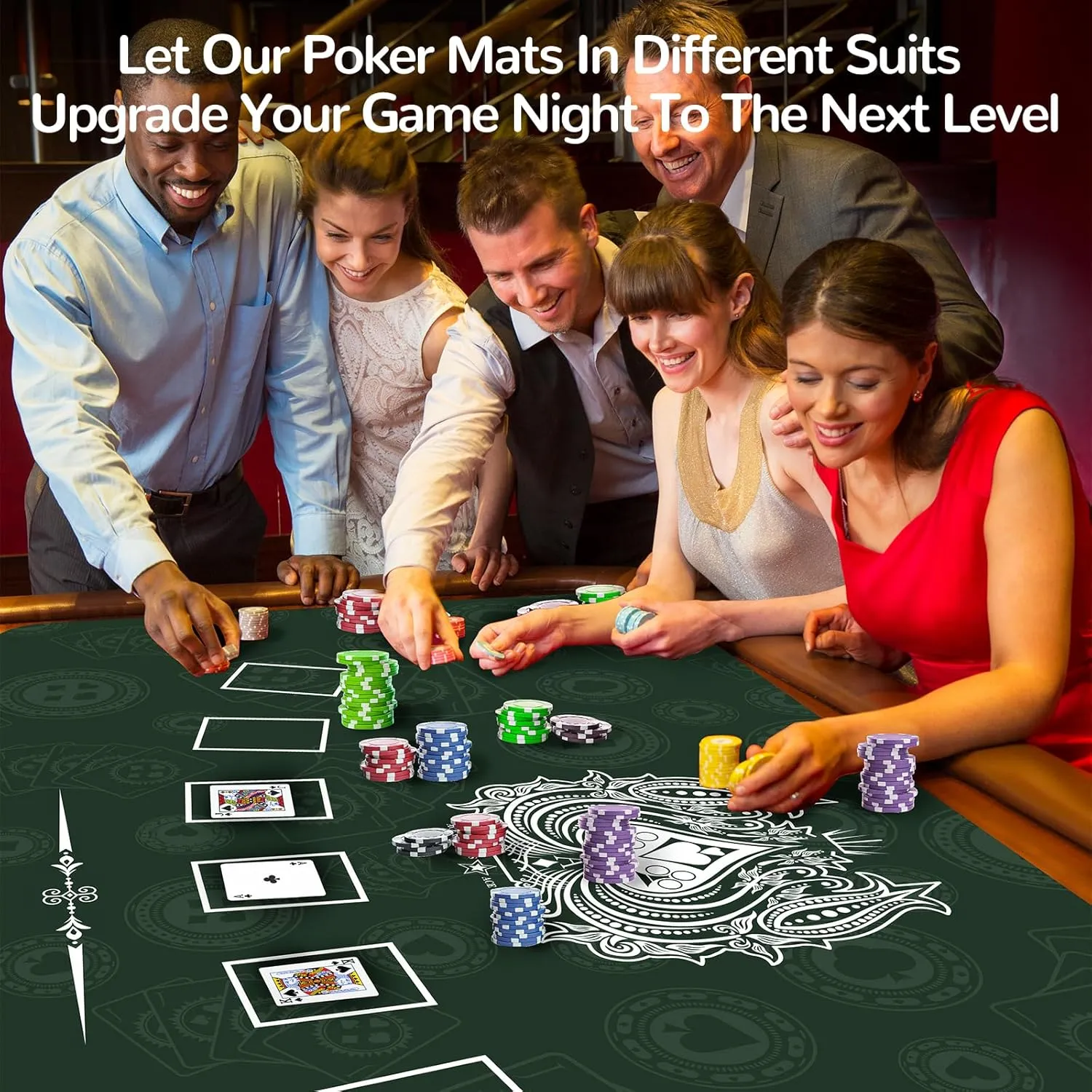 70" x 35" Waterproof Poker Table Mat, Super Soft Texas Hold'em Poker Mat with Smooth Premium Surface,Portable Zipper Handbag for Parties, Home Entertainment, Blackjack/Casino Game Night