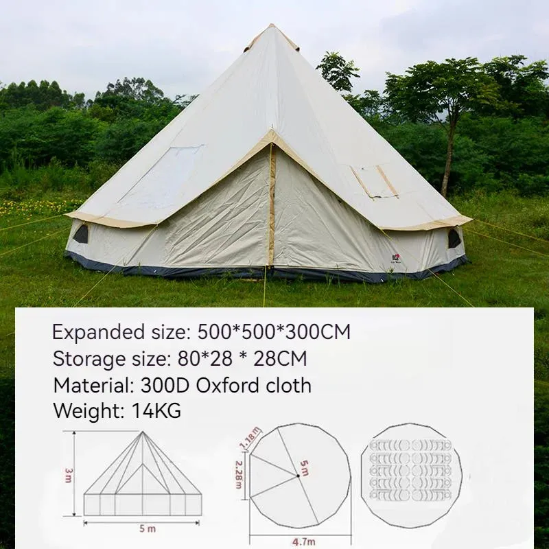 8-12 Person 500*500*300CM Mongolia Yurt Family Travel Hiking Anti Mosquito Sun Shelter Awning Gazebo Beach Outdoor Camping Tent