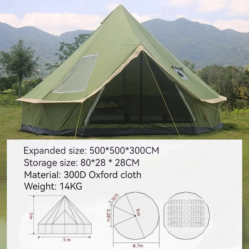 8-12 Person 500*500*300CM Mongolia Yurt Family Travel Hiking Anti Mosquito Sun Shelter Awning Gazebo Beach Outdoor Camping Tent