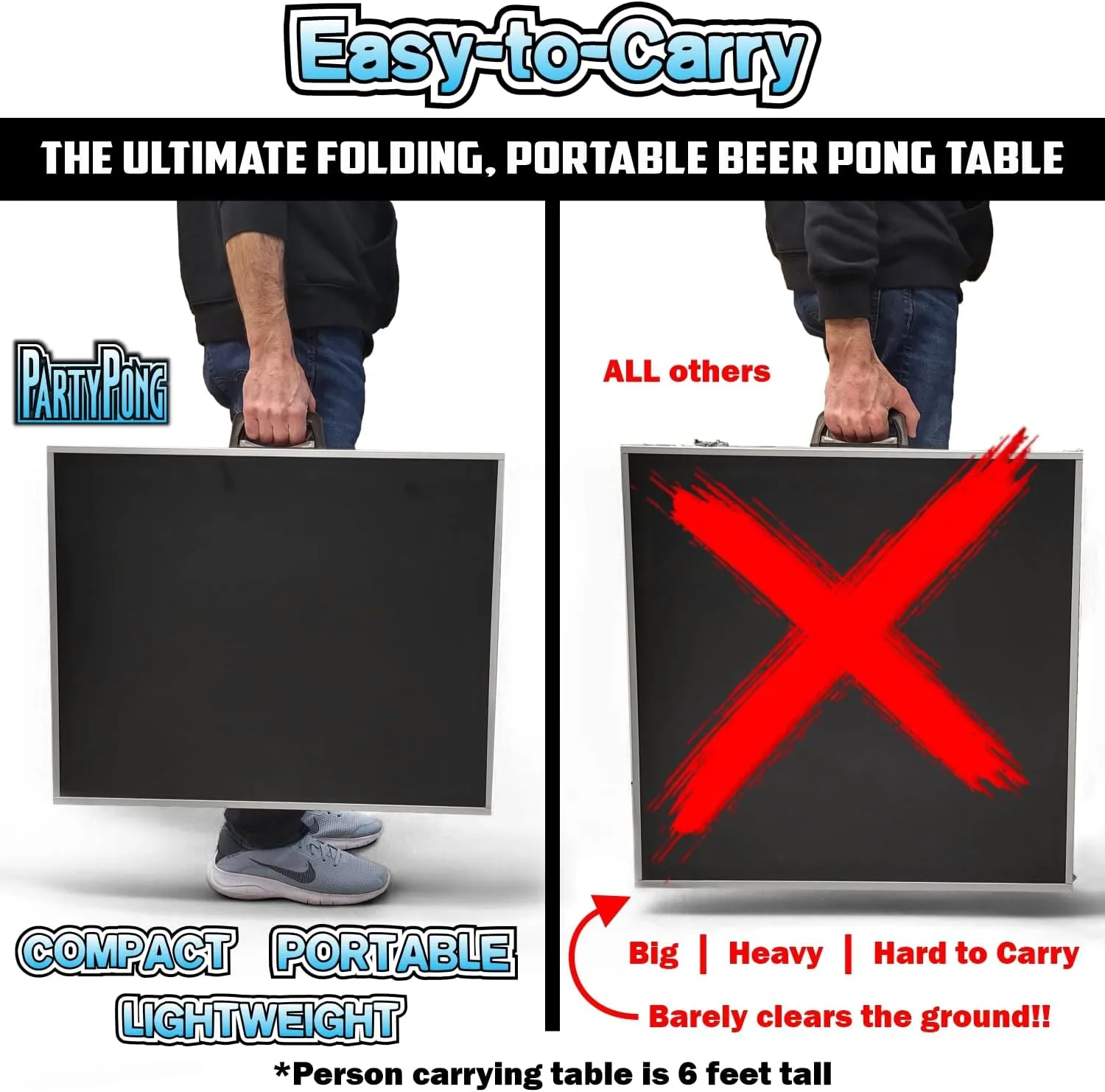 8-Foot Regulation Length Folding Table w/Optional Cup Holes, LED Lights, Custom Graphic (Choose Your Model)