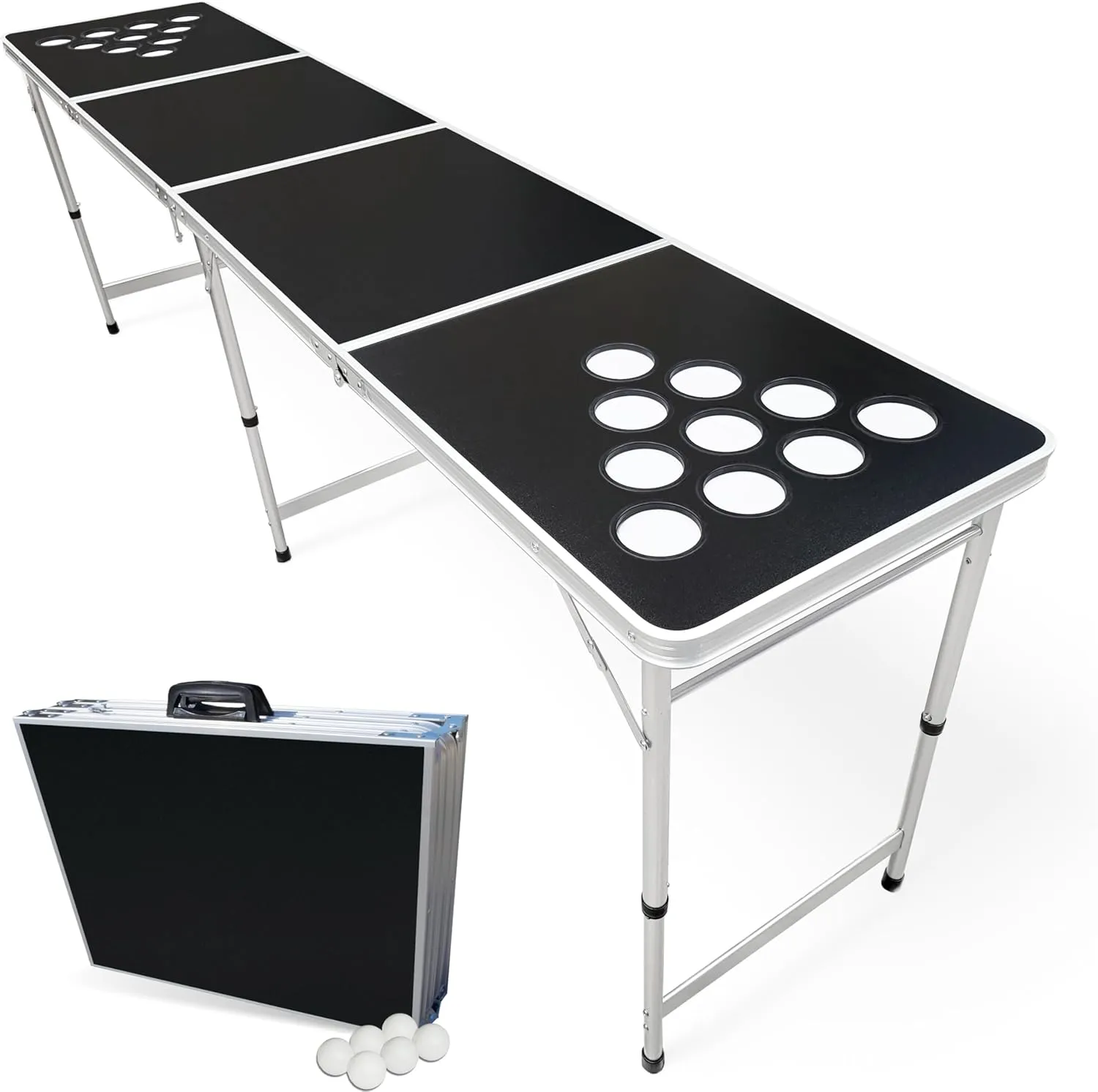 8-Foot Regulation Length Folding Table w/Optional Cup Holes, LED Lights, Custom Graphic (Choose Your Model)