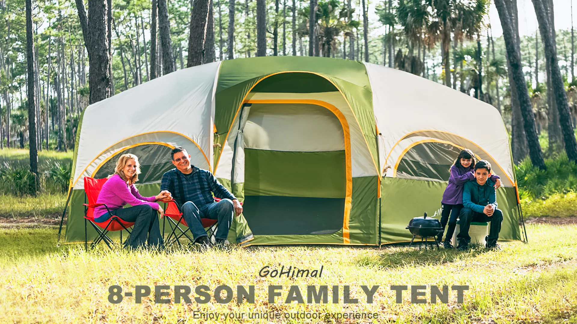 8 Person Tent for Camping w/ Carry Bag,Waterproof Windproof Family Tent w/ Rainfly