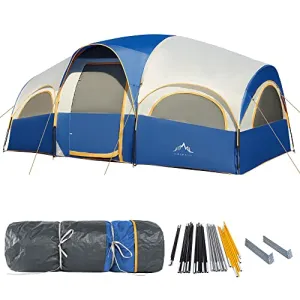 8 Person Tent for Camping w/ Carry Bag,Waterproof Windproof Family Tent w/ Rainfly