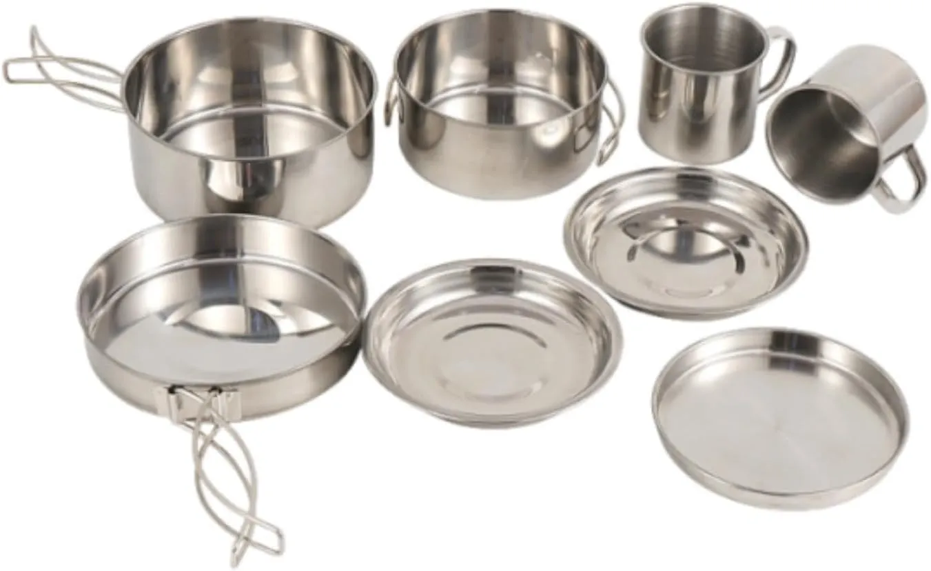 8X Camping Cookware Mess Kit Outdoor Cutlery for Travel Beach Outdoor Sports