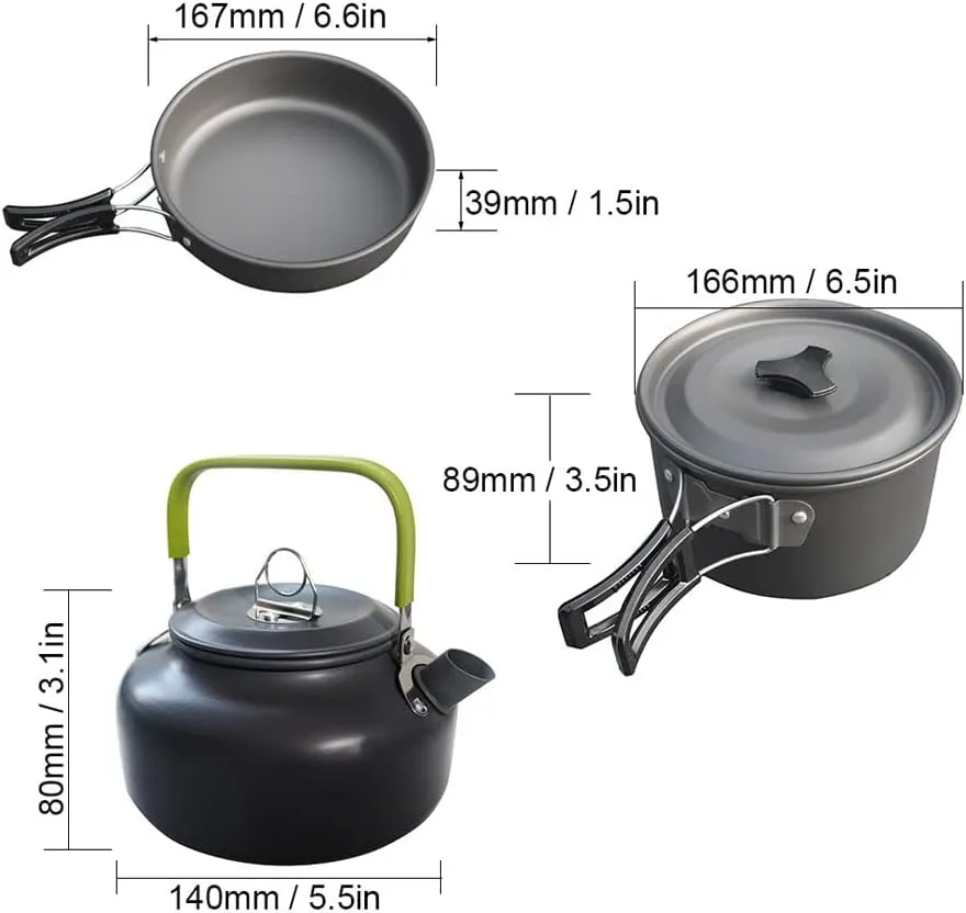 9 Pieces Camping Cookware Set, Compact Camping Pots and Pans Set, Camping Cooking Set for Outdoor Backpacking Camping Hiking Picnic with Carrying Bag