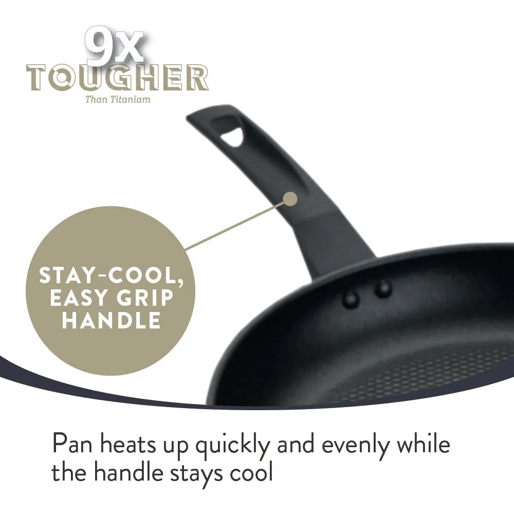 9 X Tougher: Non-Stick Frying Pan, Saucepan & Milk Pan Set - 5 Pieces