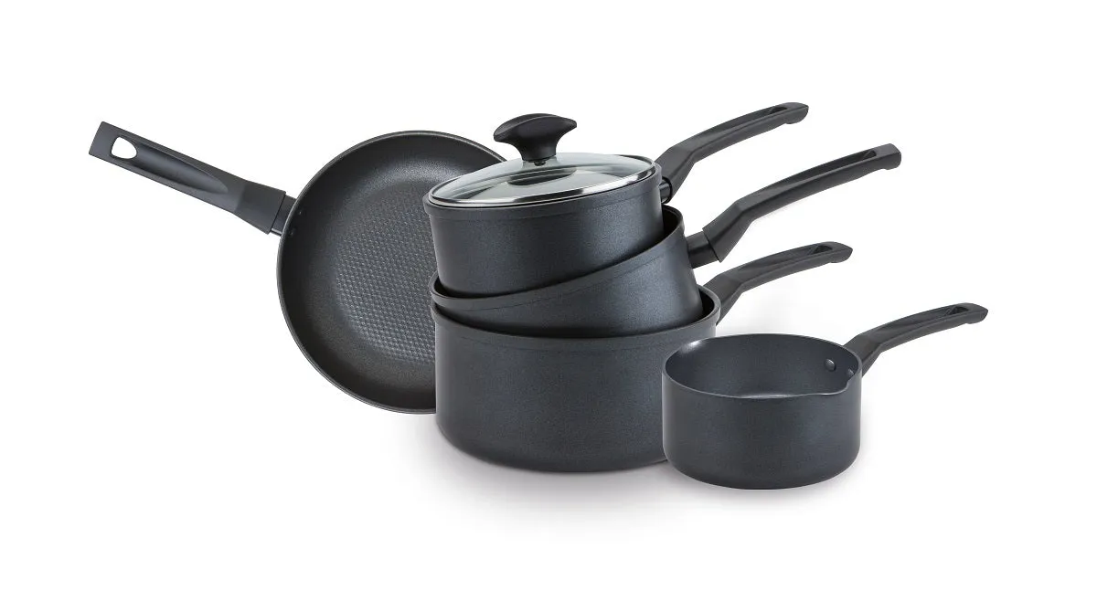9 X Tougher: Non-Stick Frying Pan, Saucepan & Milk Pan Set - 5 Pieces